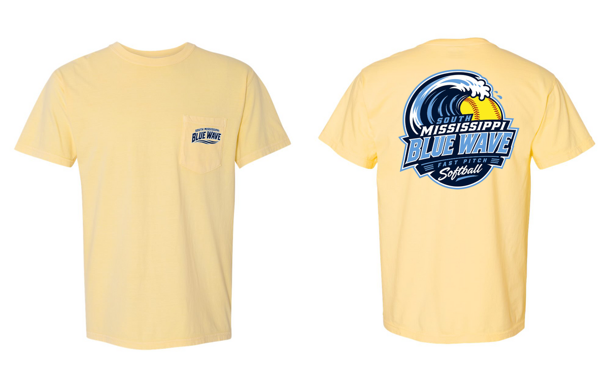Blue Wave Softball Design 4 Front and Back with Pocket