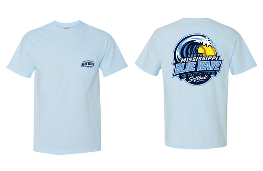 Blue Wave Softball Design 4 Front and Back with Pocket