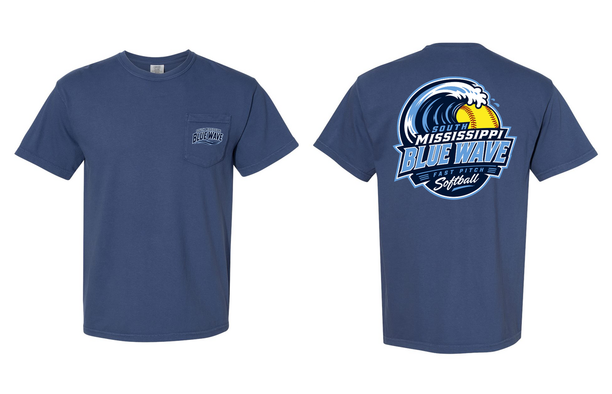 Blue Wave Softball Design 4 Front and Back with Pocket