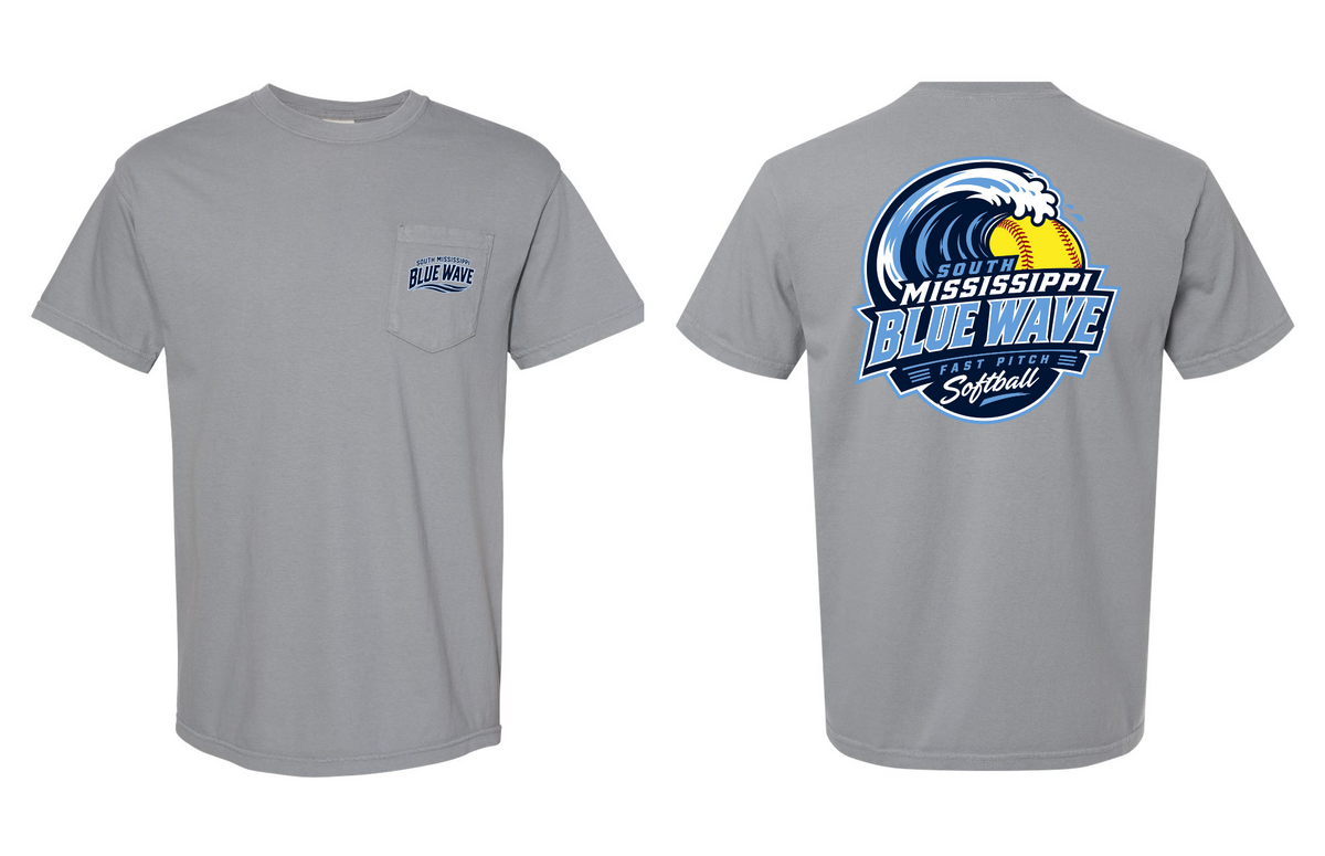 Blue Wave Softball Design 4 Front and Back with Pocket