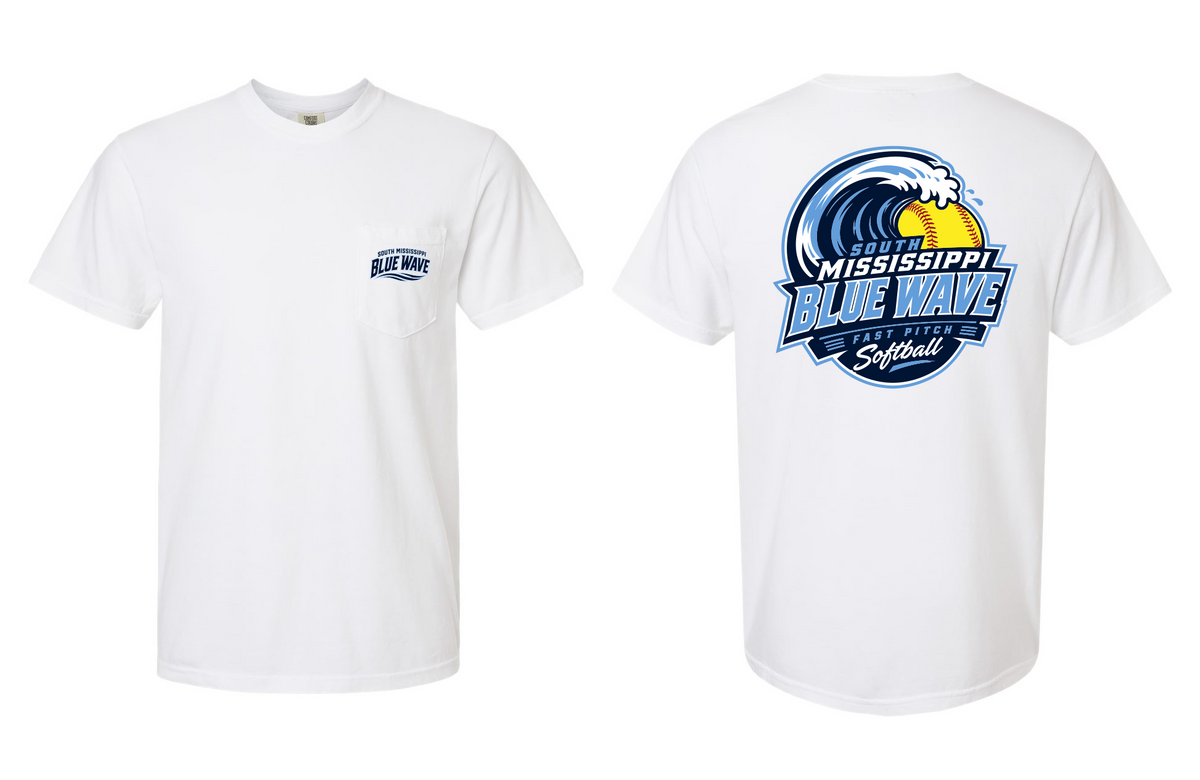 Blue Wave Softball Design 4 Front and Back with Pocket