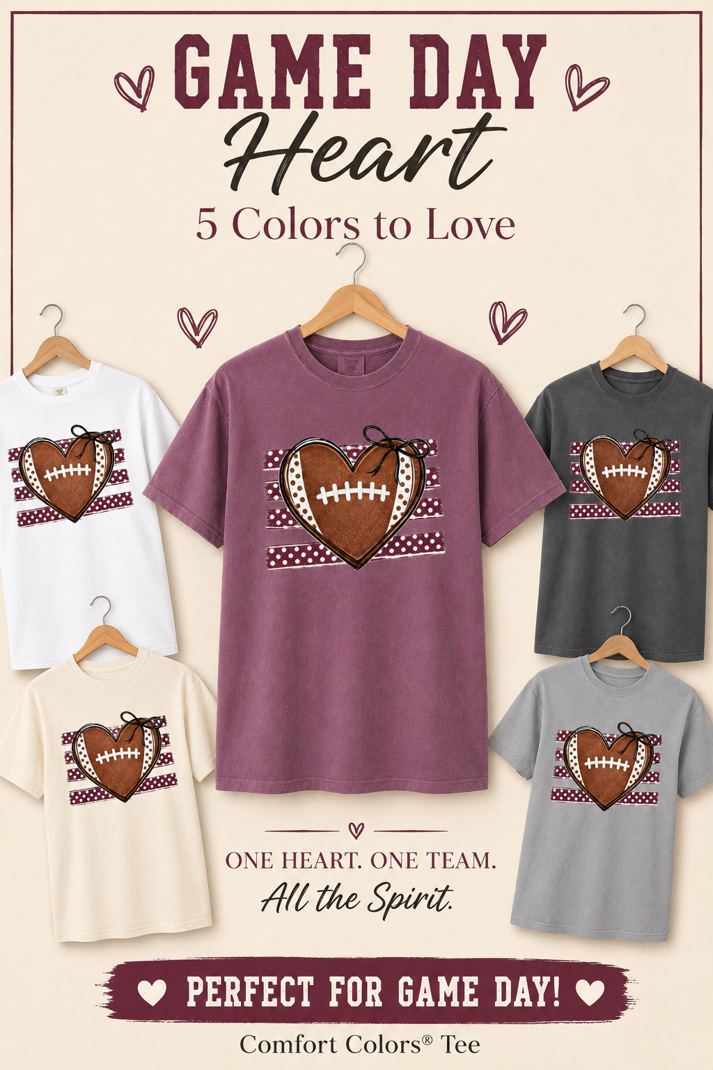 Football Heart with Polka Dots