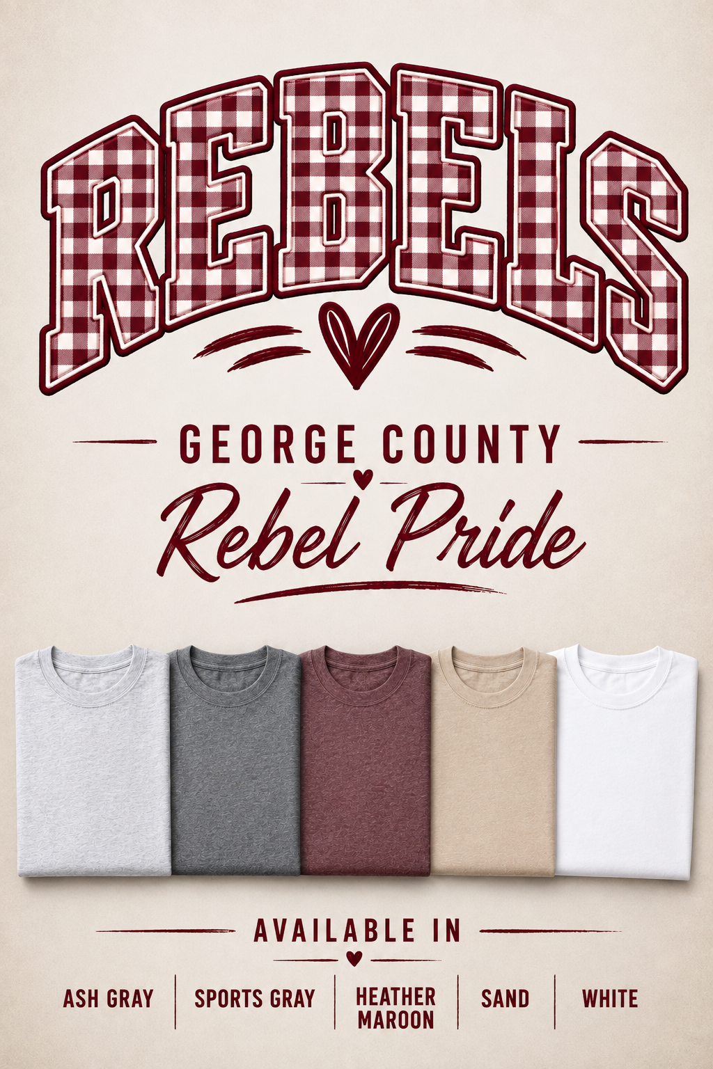 Maroon Gingham Rebels with Heart