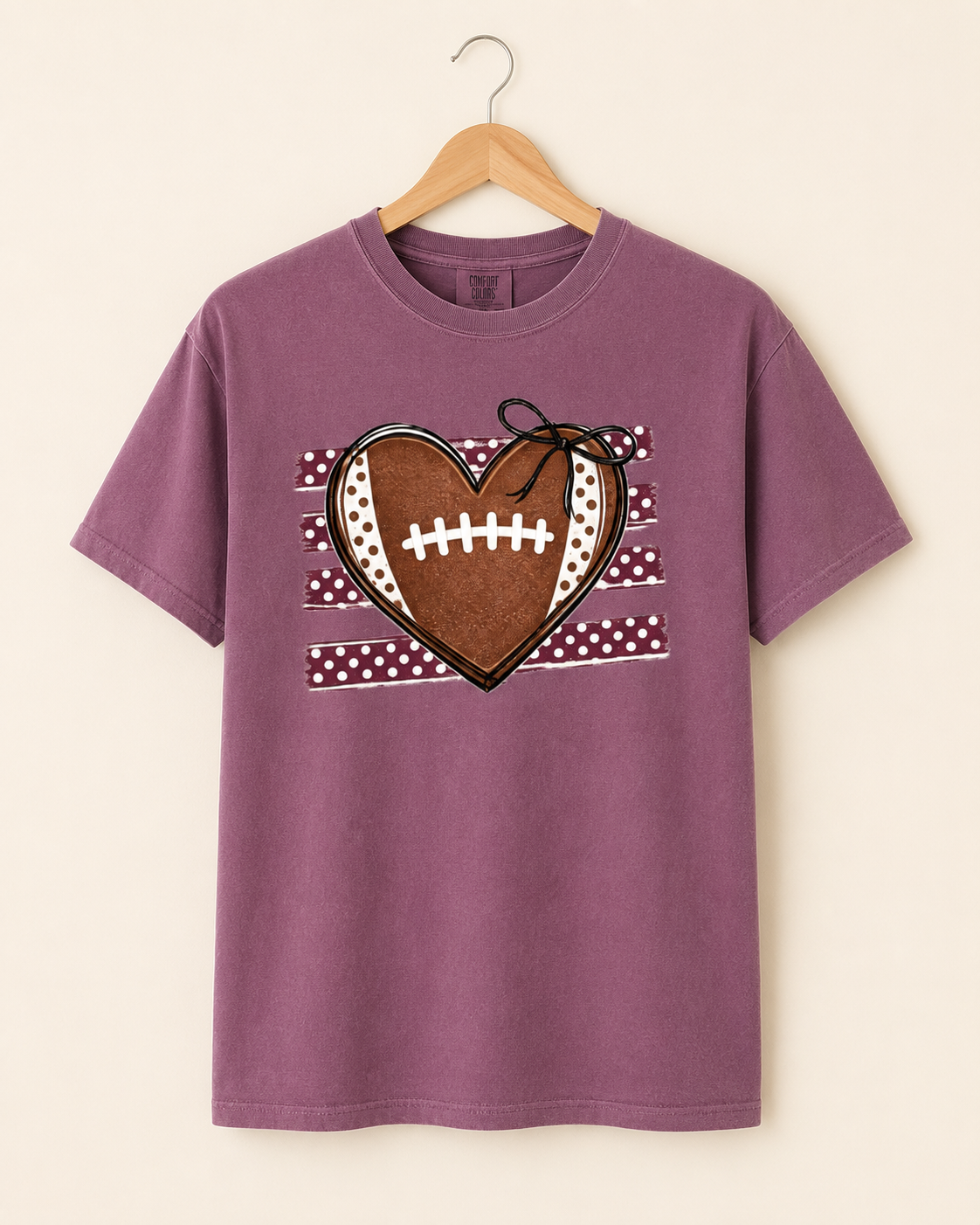 Football Heart with Polka Dots