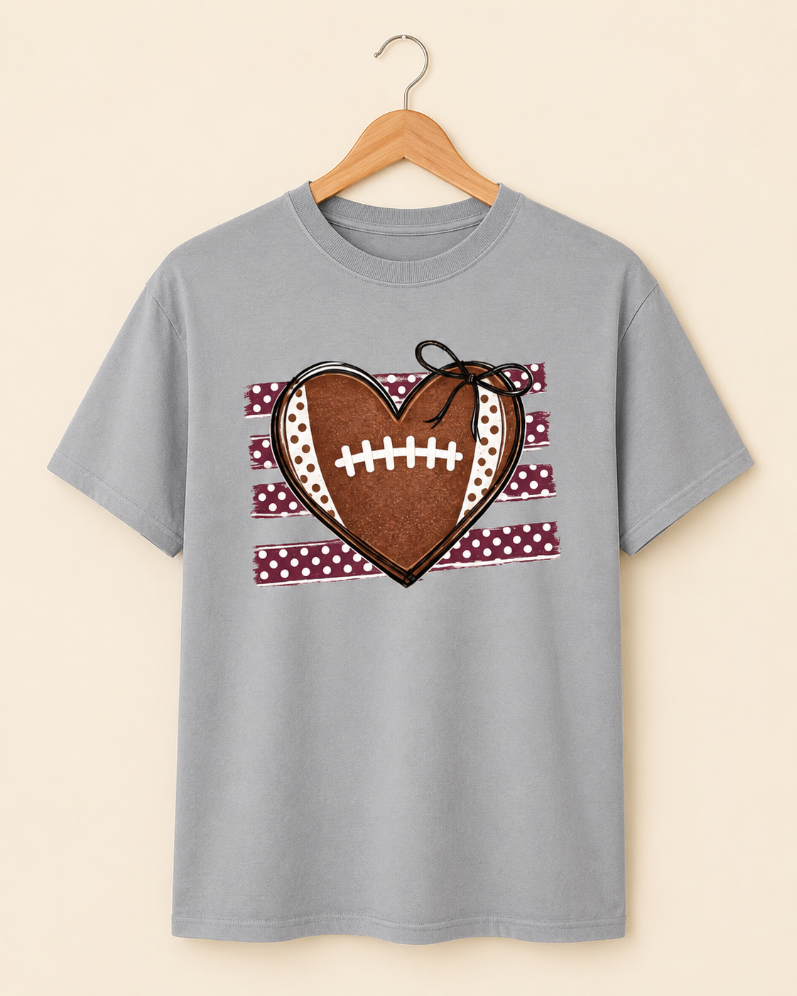 Football Heart with Polka Dots