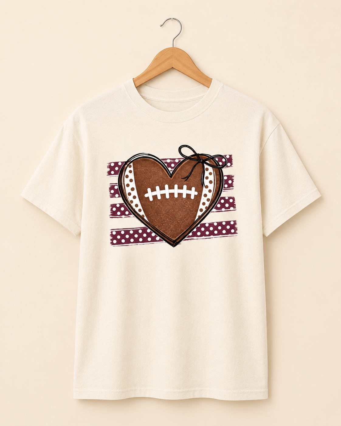 Football Heart with Polka Dots
