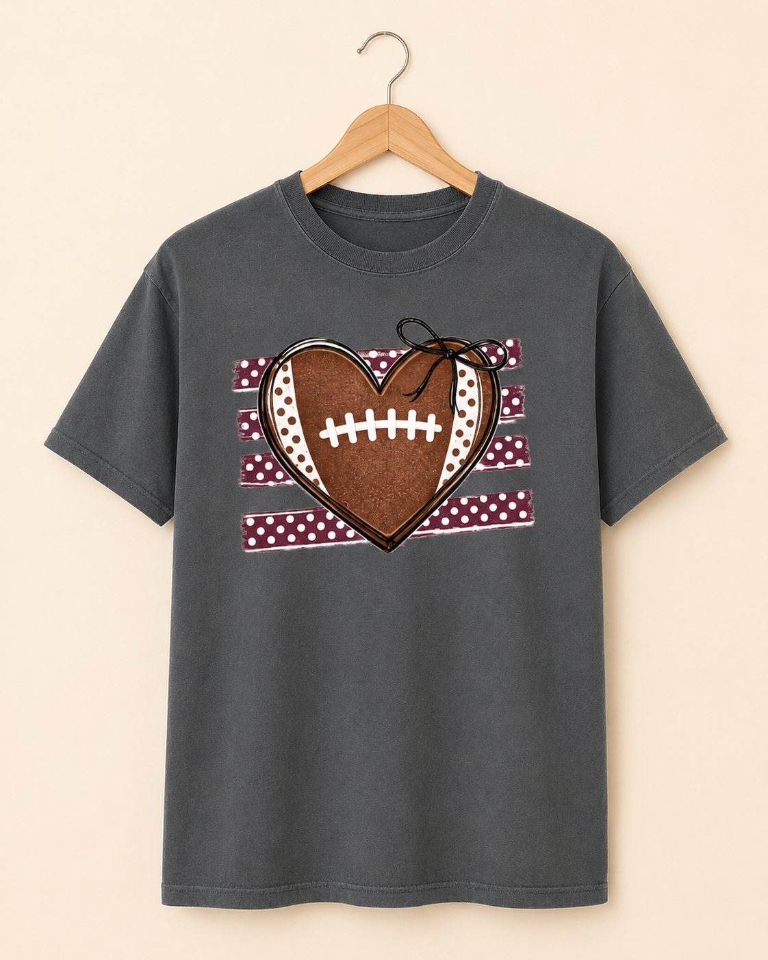 Football Heart with Polka Dots