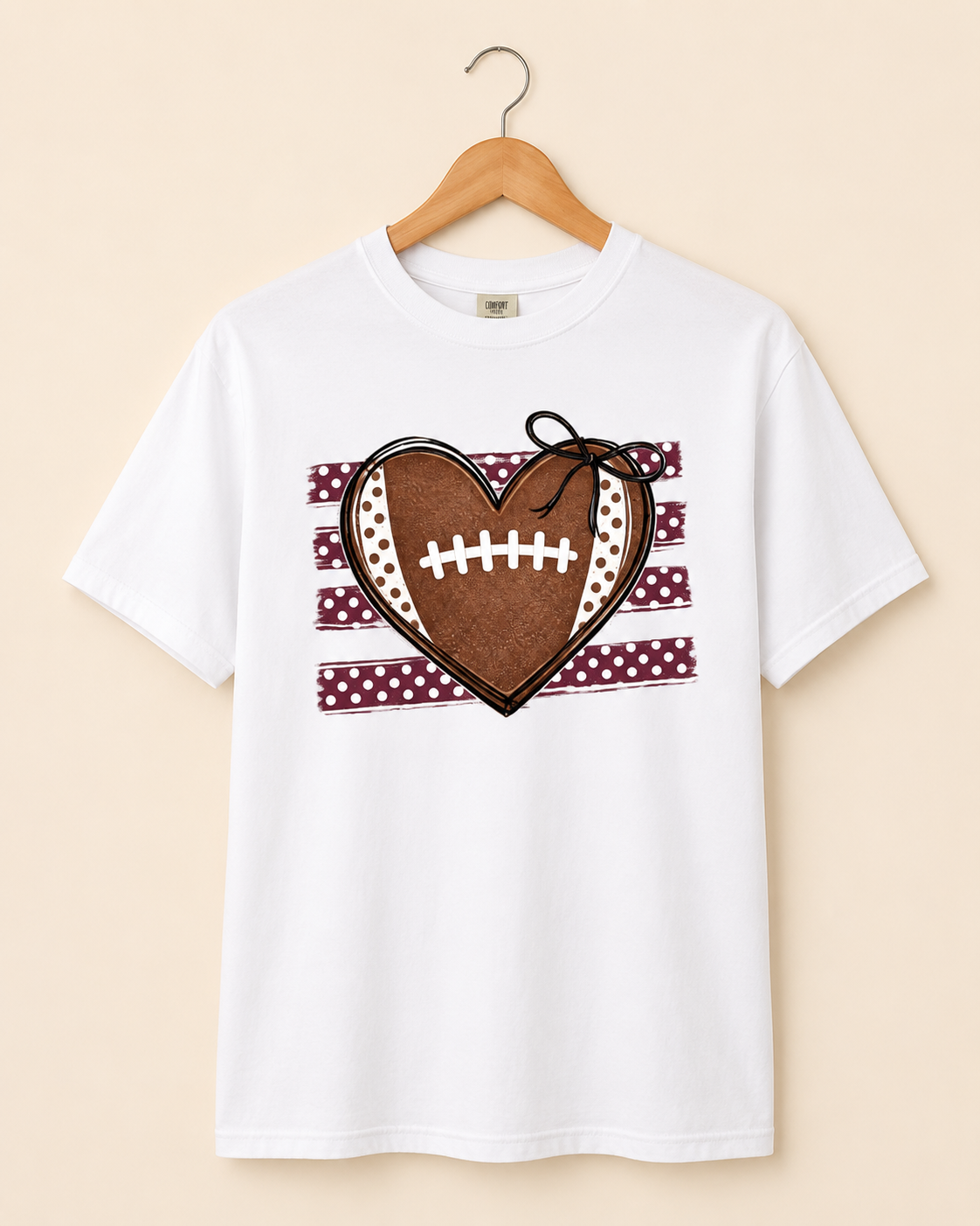 Football Heart with Polka Dots