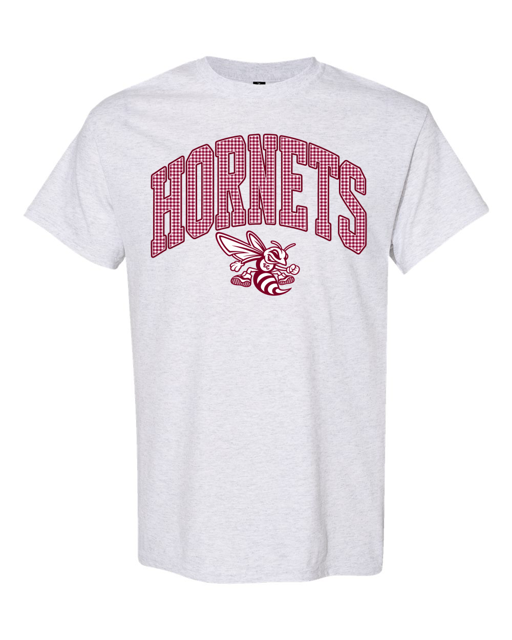 Maroon Gingham Hornets with Mascot