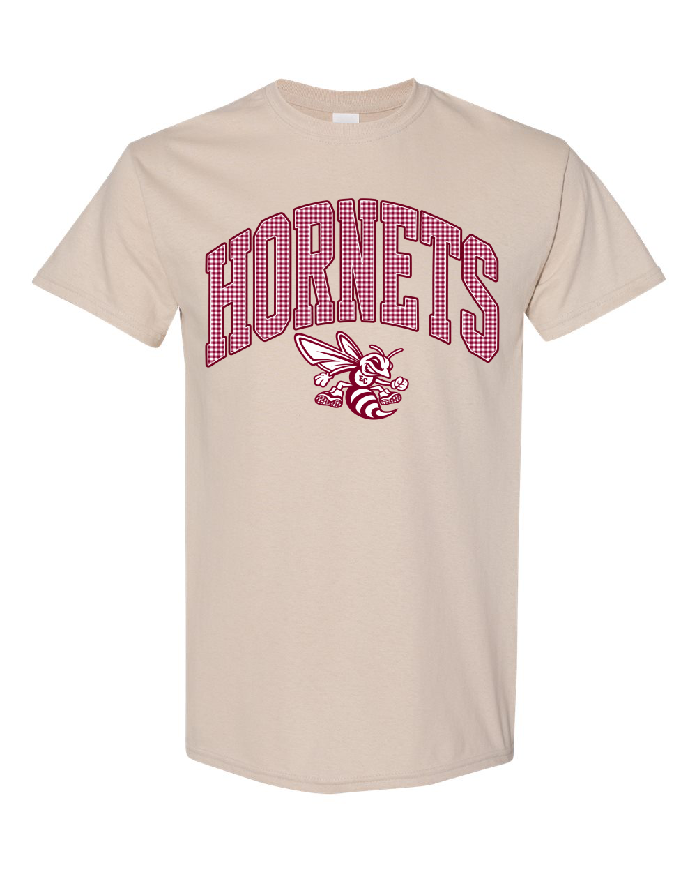 Maroon Gingham Hornets with Mascot