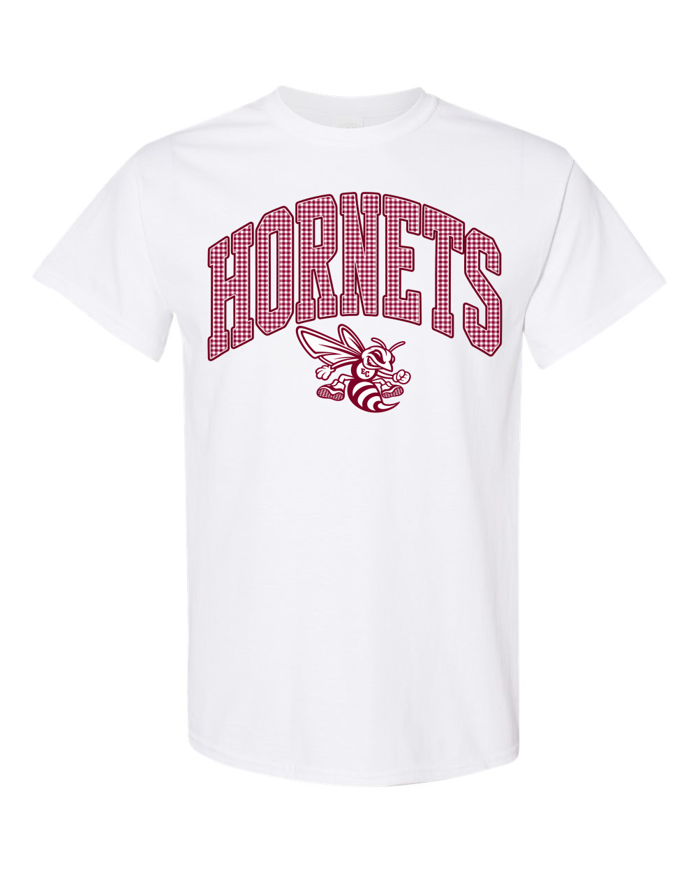 Maroon Gingham Hornets with Mascot