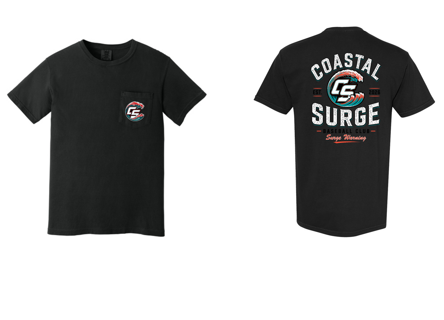 Coastal Surge Design 4 Surge Warning Comfort Color Pocket Tee