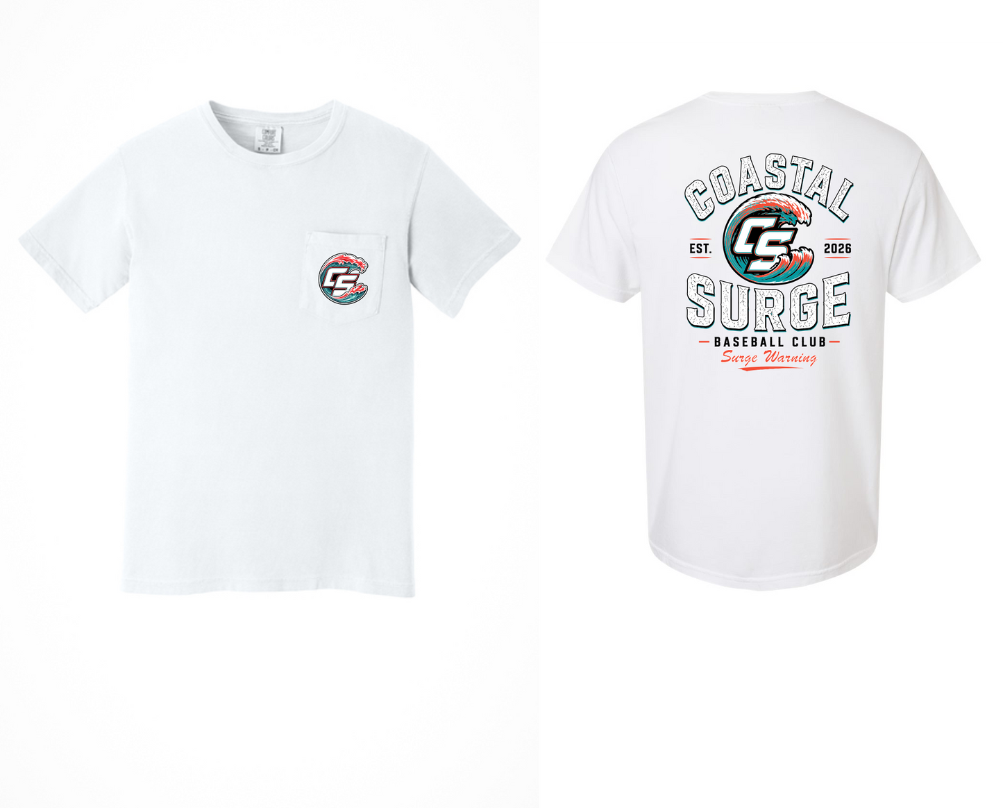 Coastal Surge Design 4 Surge Warning Comfort Color Pocket Tee