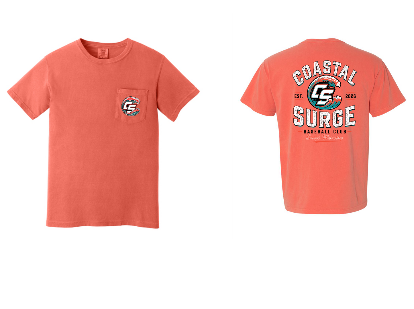 Coastal Surge Design 4 Surge Warning Comfort Color Pocket Tee