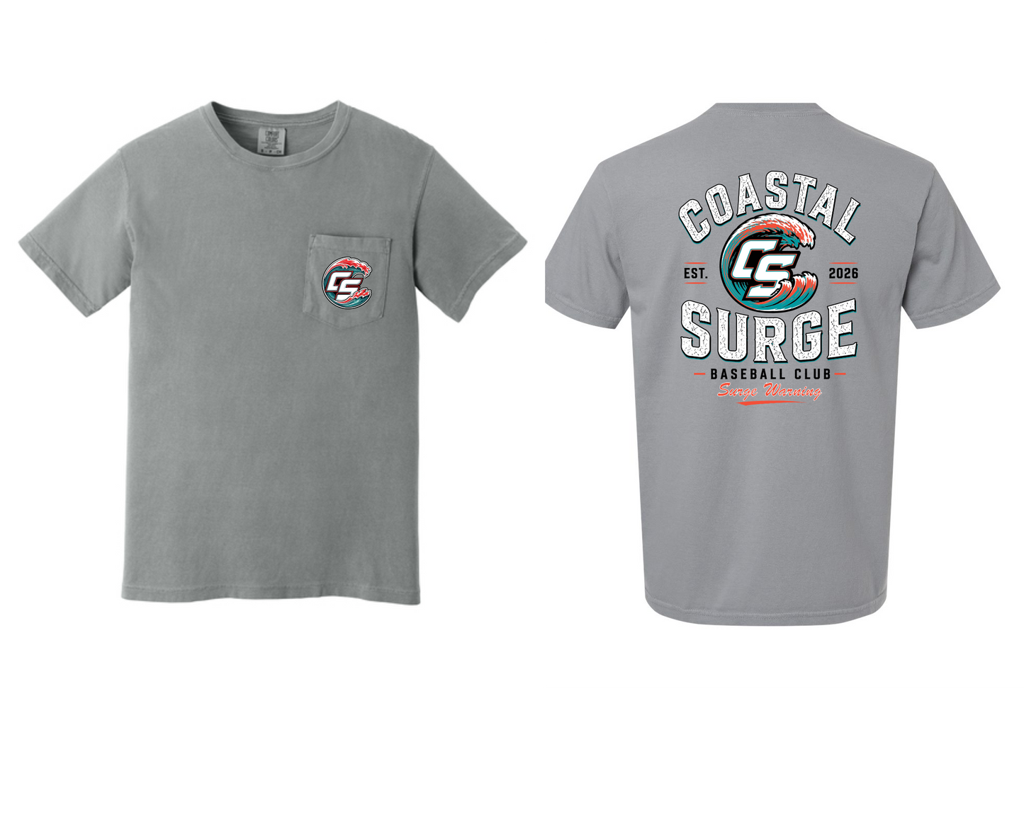 Coastal Surge Design 4 Surge Warning Comfort Color Pocket Tee