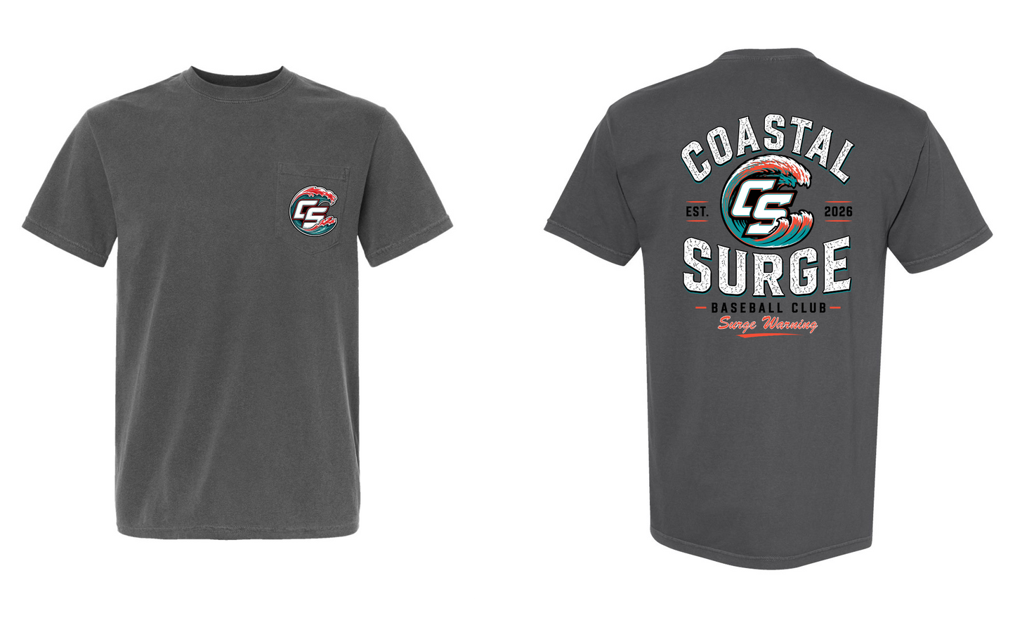 Coastal Surge Design 4 Surge Warning Comfort Color Pocket Tee