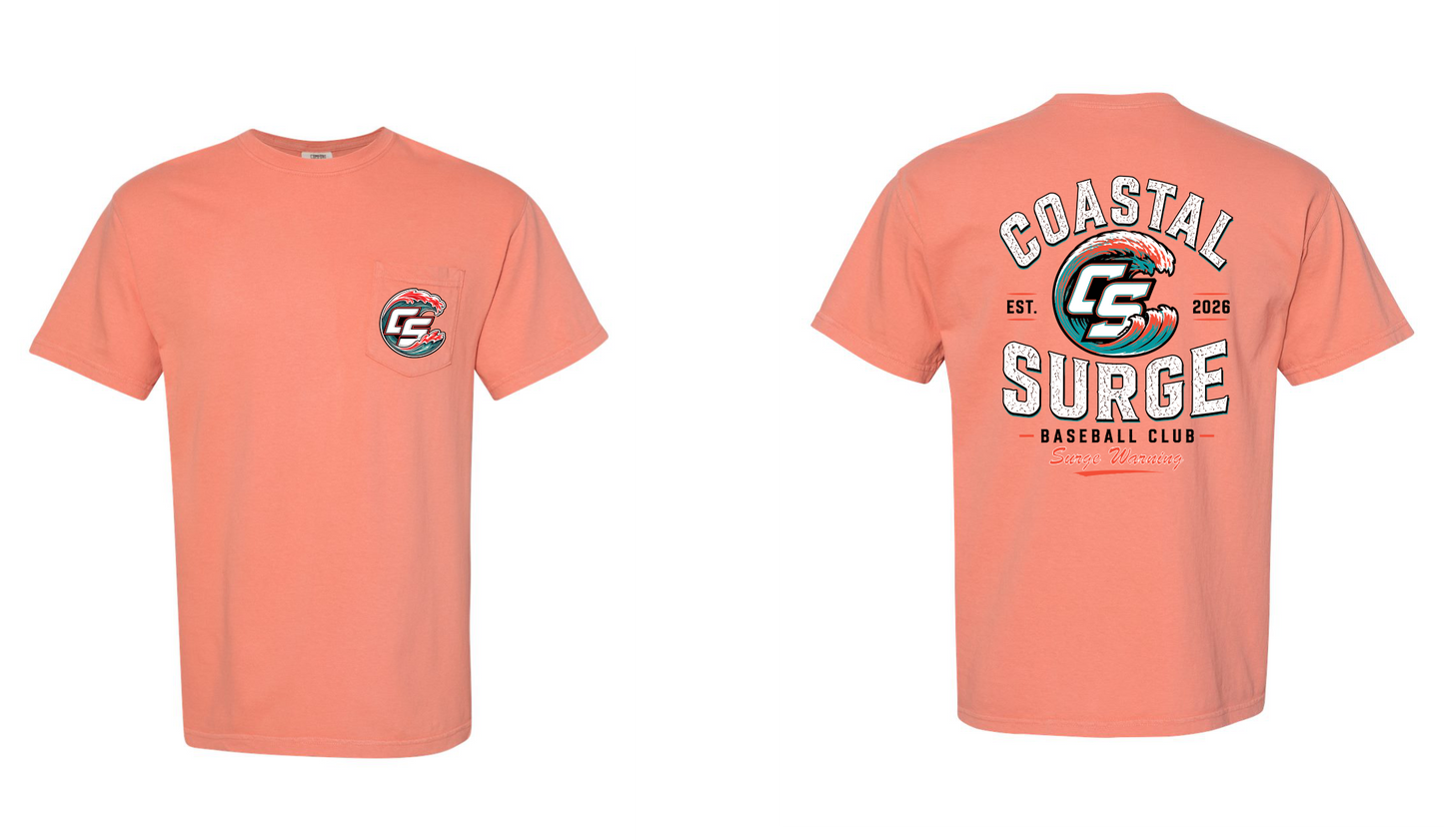 Coastal Surge Design 4 Surge Warning Comfort Color Pocket Tee
